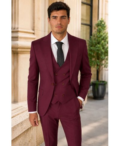 Abito uomo bordeaux con gilet - Gulielmo - Abiti uomo da cerimonia giovanili - Gogolfun.it
