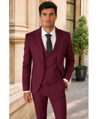 Abito uomo bordeaux con gilet - Gulielmo - Abiti uomo da cerimonia giovanili - Gogolfun.it