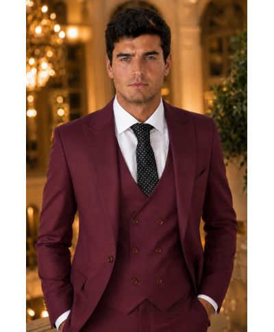 Abito uomo bordeaux con gilet - Gulielmo - Abiti uomo da cerimonia giovanili - Gogolfun.it