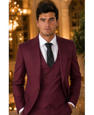 Abito uomo bordeaux con gilet - Gulielmo