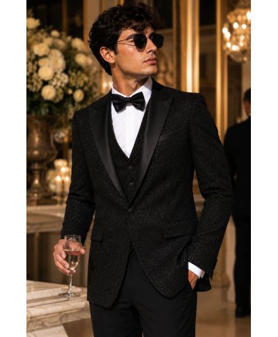 Smoking nero, con gilet - Glitterato