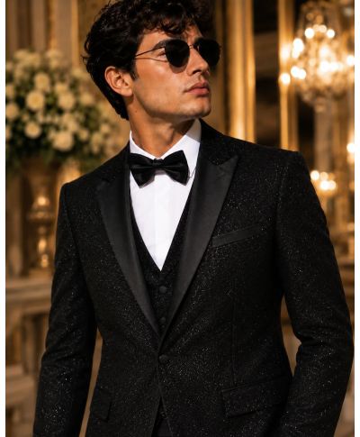 Smoking nero, con gilet - Glitterato