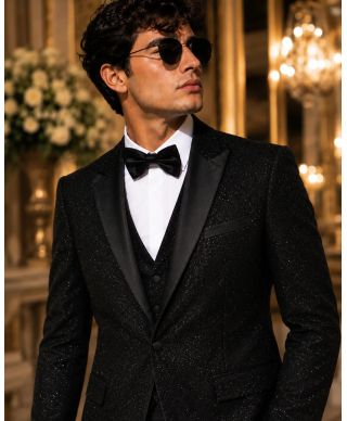 Smoking uomo nero con giacca glitter - Usco