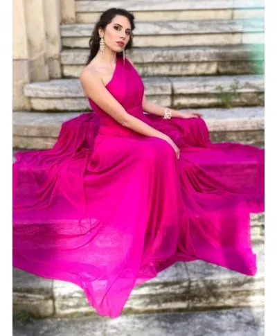 Vestito monospalla, Fuxia - Da cerimonia