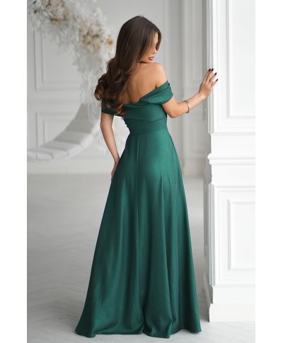 Vestito lungo verde elegante - Spacco laterale – Perfetto per matrimoni e serate di gala