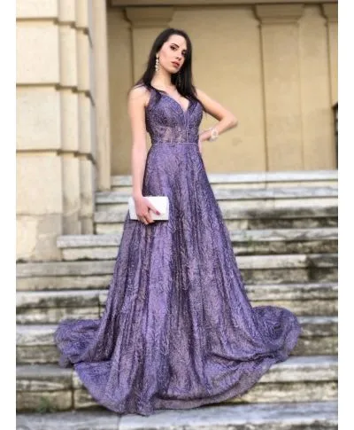 Vestito lungo elegante, glicine