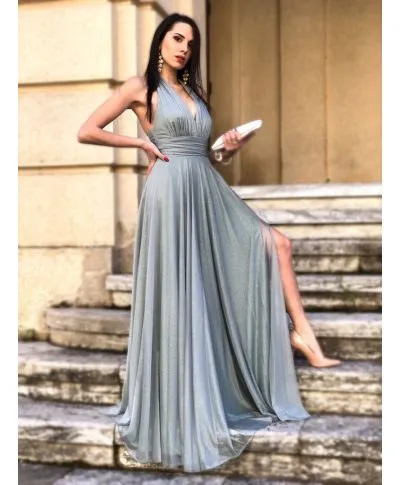 Vestito da sera - Verde tiffany - Tessuto brillantinato