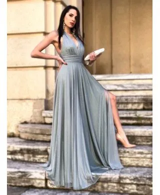 Vestito da sera - Verde tiffany - Tessuto brillantinato