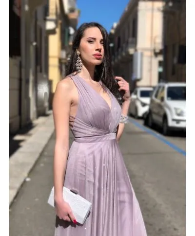 Vestito elegante - Schiena scoperta - Tessuto brillantinoso