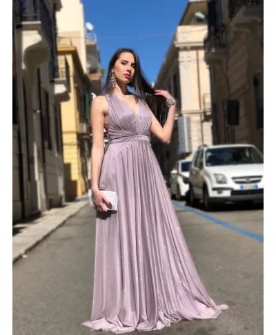 Vestito elegante - Schiena scoperta - Tessuto brillantinoso