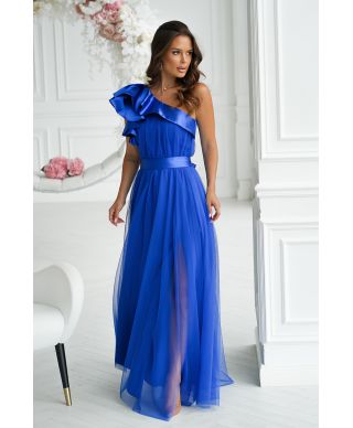 Abito da cerimonia monospalla blu - In tulle - Vivi