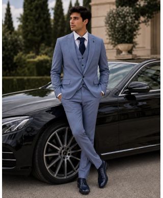 Abito uomo con gilet, colore azzurro
