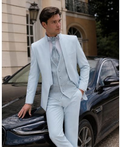 Abito da sposo, azzurro - Coreano con gilet - Roberto bis