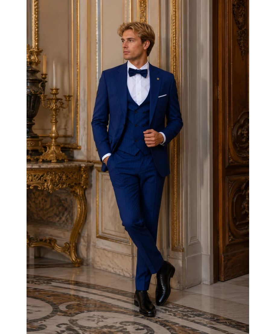Abito con gilet, gessato - Gilet doppiopetto