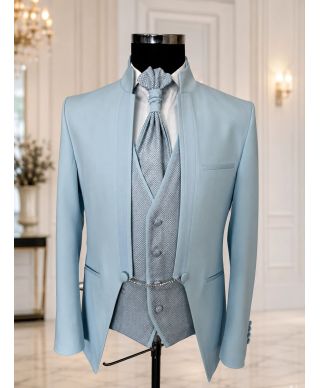 Abito da sposo, azzurro - Coreano con gilet - Roberto bis