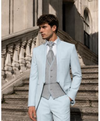 Abito da sposo, azzurro - Coreano con gilet - Roberto bis