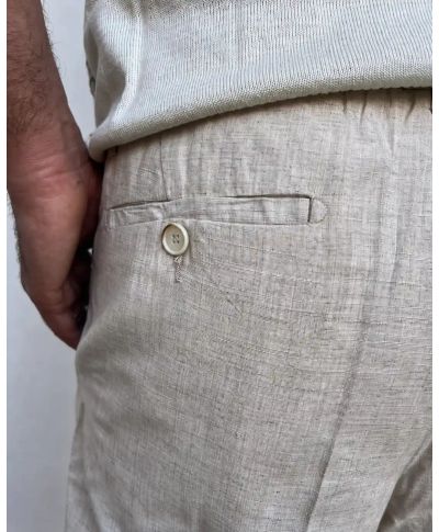 Pantalone uomo beige, lino cotone - Paul Miranda