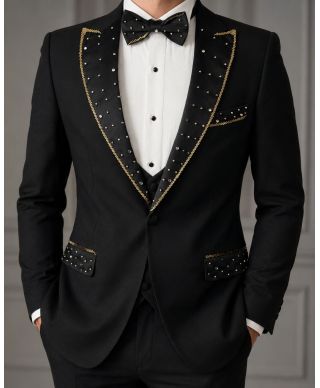 Smoking Uomo Particolare con Strass oro – New york - Diciottesimo e Serate di Gala