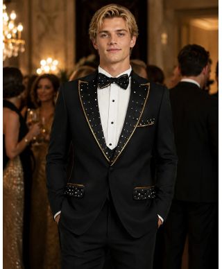 Smoking Uomo Particolare con Strass oro – New york - Diciottesimo e Serate di Gala