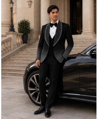 Smoking Nero e argento Brillantinato Uomo – LaS Vegas