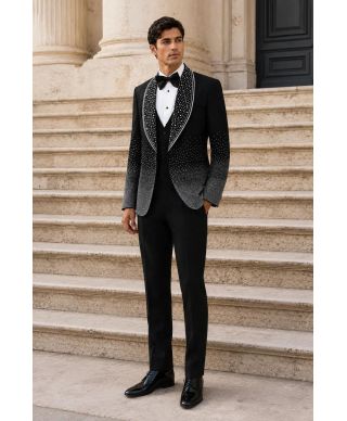 Smoking Nero e argento Brillantinato Uomo – LaS Vegas