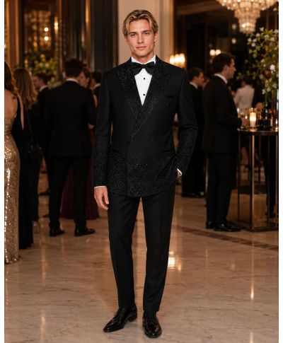 Smoking Nero Cerimonia con Strass - Don Aldo
