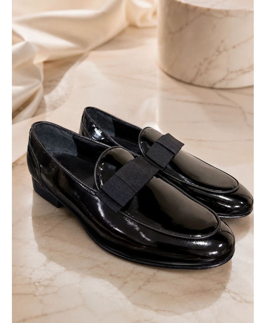 Scarpe da cerimonia in vernice nera, con fiocco - Scarpe uomo eleganti online - Gogolfun.it