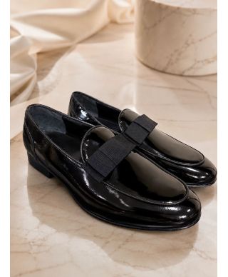Scarpe da cerimonia in vernice nera, con fiocco - Scarpe uomo eleganti online - Gogolfun.it