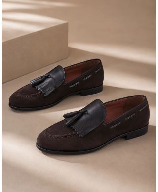 Mocassino scamosciato marrone - Scarpe uomo in pelle - Gogolfun.it