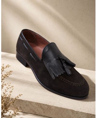 Mocassino scamosciato marrone - Scarpe uomo in pelle - Gogolfun.it