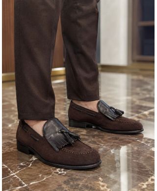 Mocassino scamosciato marrone - Scarpe uomo in pelle - Gogolfun.it