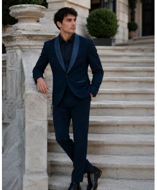Smoking uomo blu, con strass - Ocean - Smoking diciottesimo compleanno - Gogolfun.it