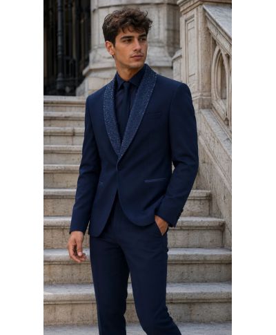 Smoking uomo blu, con strass - Ocean - Smoking diciottesimo compleanno - Gogolfun.it