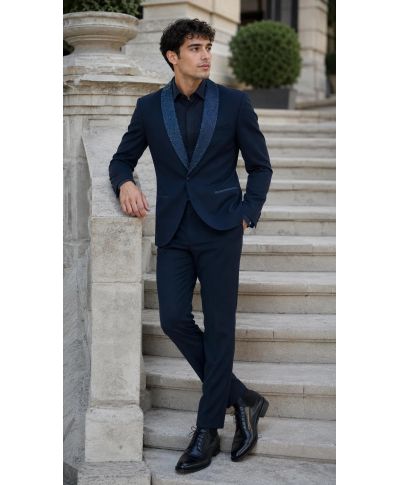 Smoking uomo blu, con strass - Ocean - Smoking diciottesimo compleanno - Gogolfun.it
