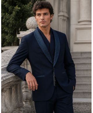 Smoking uomo blu, con strass - Ocean