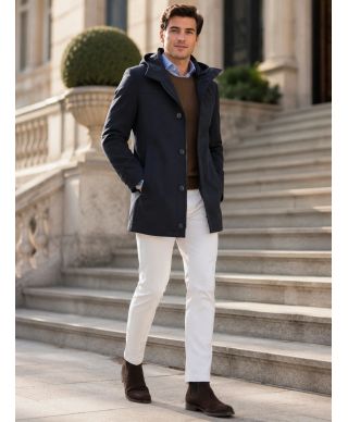 Trench uomo con cappuccio, Blu -  Paul Miranda