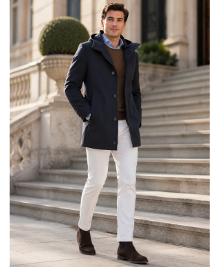Trench uomo con cappuccio, Blu -  Paul Miranda