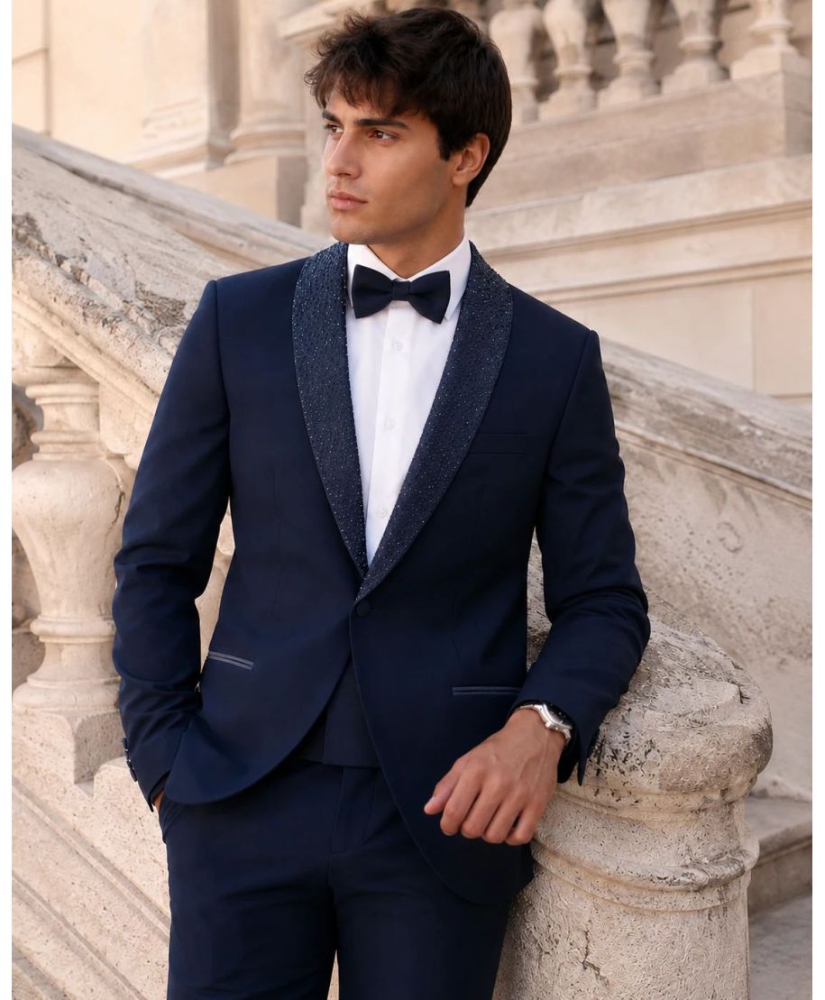 Smoking uomo blu, con strass - Ocean - Smoking diciottesimo compleanno - Gogolfun.it