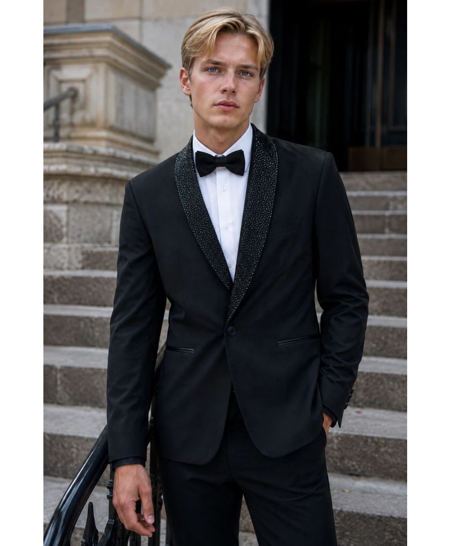 Smoking uomo nero, con strass - Ocean - Smoking diciottesimo compleanno - Gogolfun.it