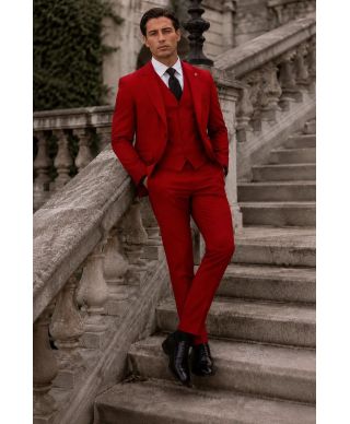 Abito uomo rosso, con gilet - Redon