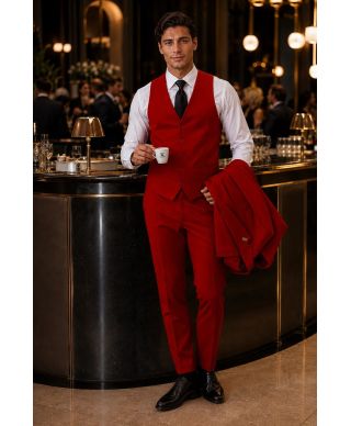 Abito uomo rosso, con gilet - Redon - Abiti uomo da cerimonia - Gogolfun.it