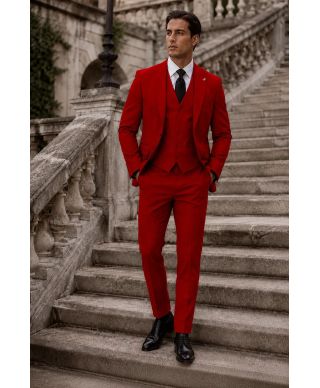 Abito uomo rosso, con gilet - Redon - Abiti uomo da cerimonia - Gogolfun.it