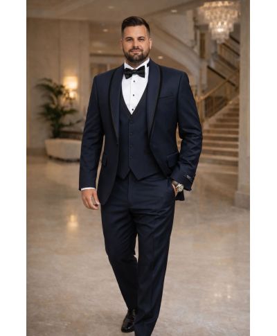 Abito uomo con gilet, taglia comoda - Smoking nero oversize