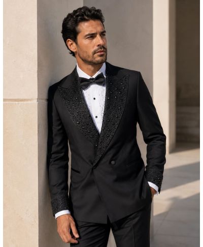 Smoking uomo nero con strass - Agamemnon