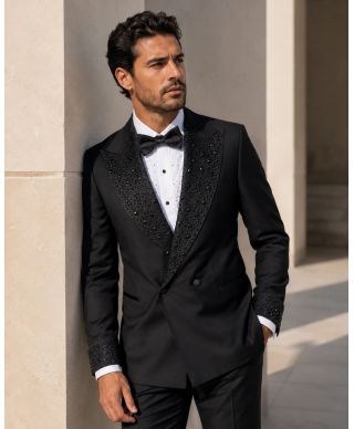 Smoking uomo nero con strass - Agamemnon