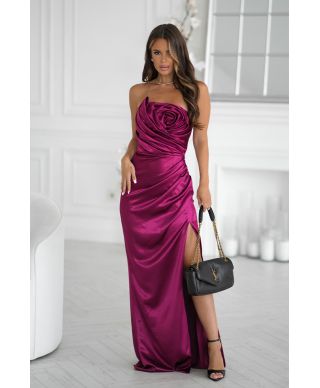 Vestito a sirena con spacco, rosso - Rose