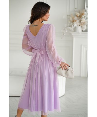 Abito donna - Con manichetta in tulle – Viola