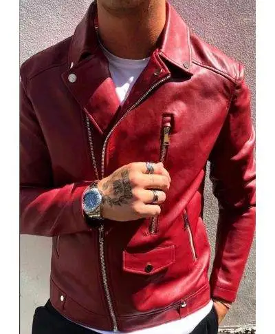 Chiodo rosso, slim - Ecopelle