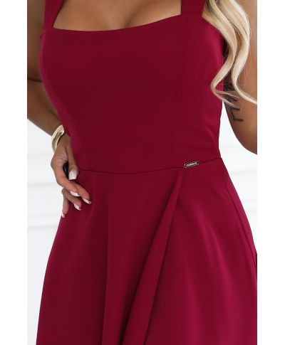 Vestito lungo bordeaux elegante con spacco – Abito da cerimonia - AURELIA - GOGOLFUN.IT