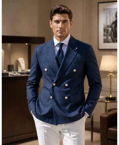 Giacca doppiopetto in denim - Nathaniel - Abbigliamento uomo online - Gogolfun.it